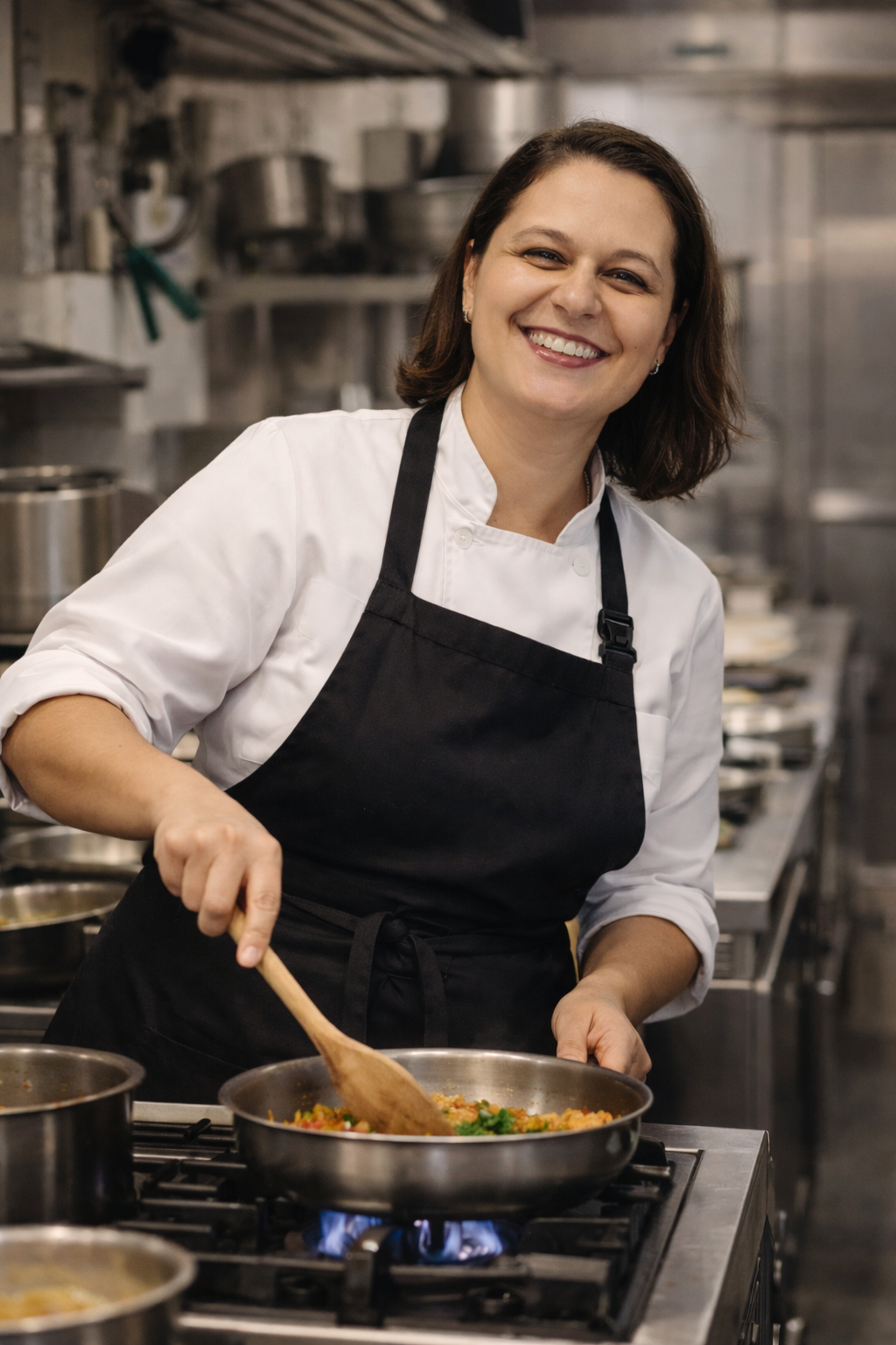 Chef a preparar uma refeição na cozinha